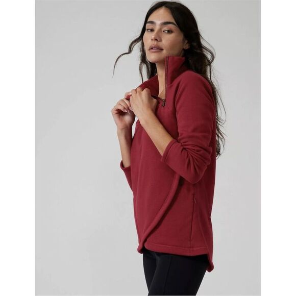 Athleta Women's Karma Funnel Neck Pullover Sweatshirt Red Size Small - Picture 2 of 14